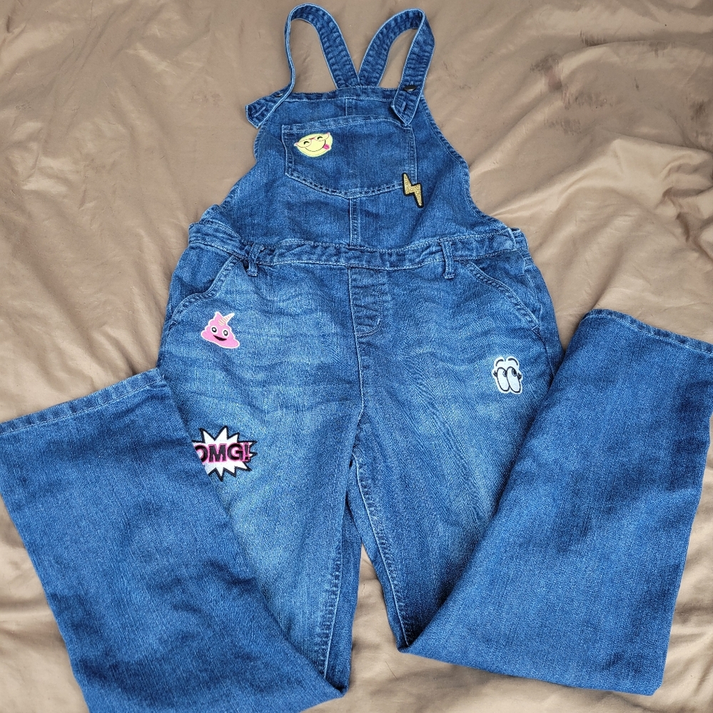 Girls Childrens place denim emjoi Overalls size 16